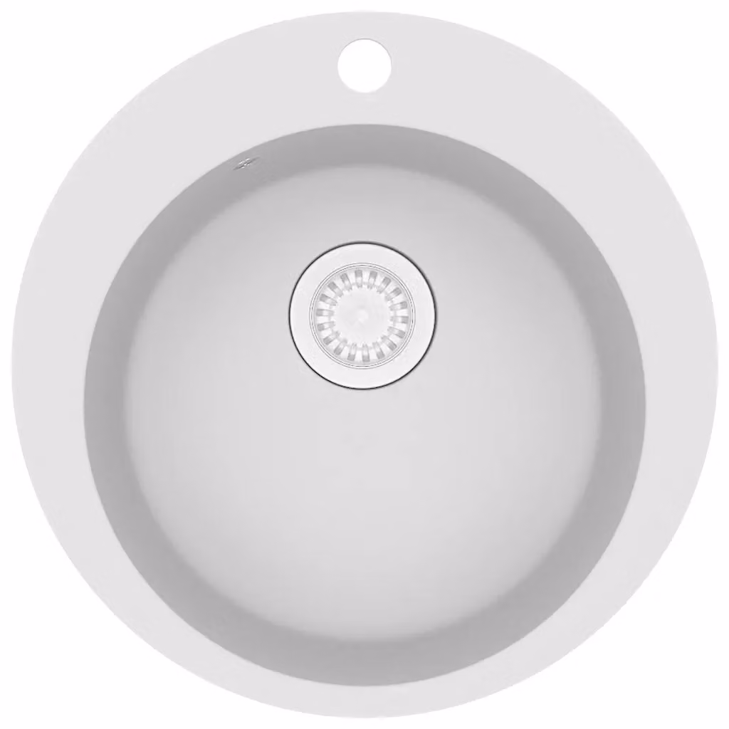 Lavello da cucina in granito con vasca singola tonda bianco vidaXL L/P/H: 50,5 x 50,5 x 29 cm – 2