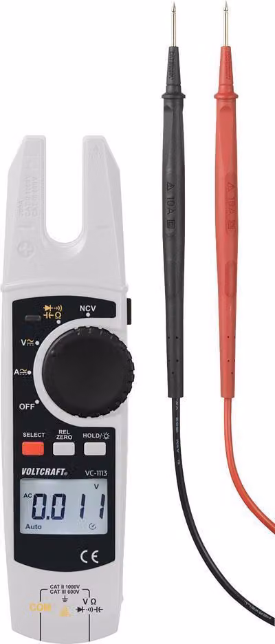 VOLTCRAFT VC-1113 Pinza amperometrica digitale Uscita di corrente di processo CAT II 1000 V, CAT III 600 V Display (conteggi): 6000 (VC-11371