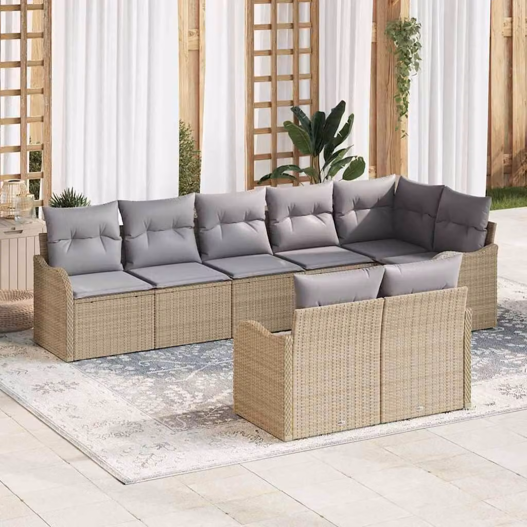 Maison Exclusive - Set Divano da Giardino 8 pcs Beige polyrattan