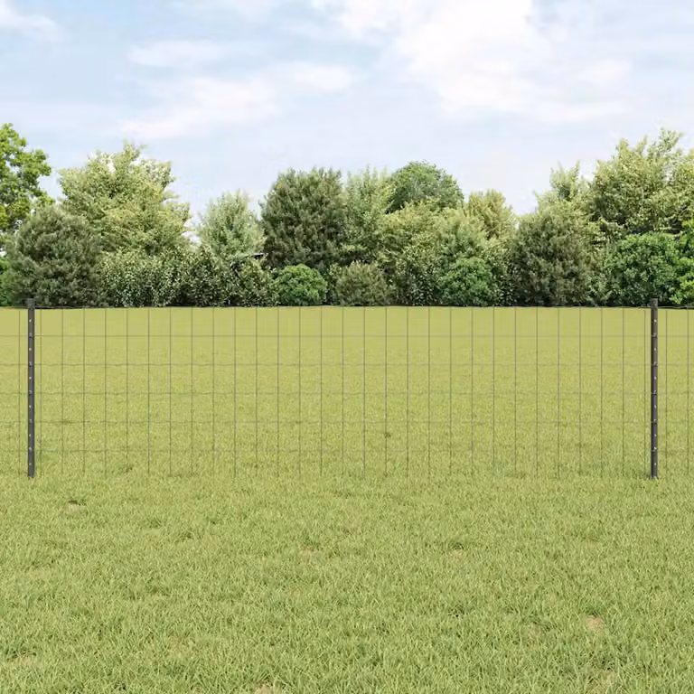 Recinzione Euro con palo vidaXL in acciaio rivestito in PVC, grigio o nero, L: 25 m, H: 1,2 m, P: 0,6 m