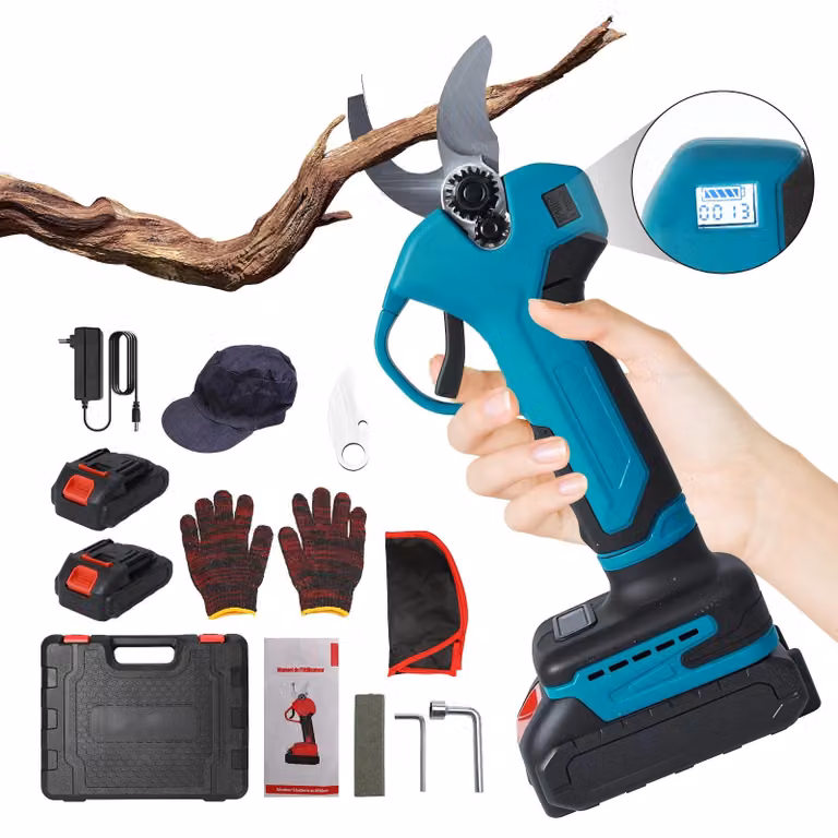 Forbice elettrica da giardino - Potatore a batteria - 650 W - 40 mm - Motore brushless - 18 V - 2 batterie - Blu