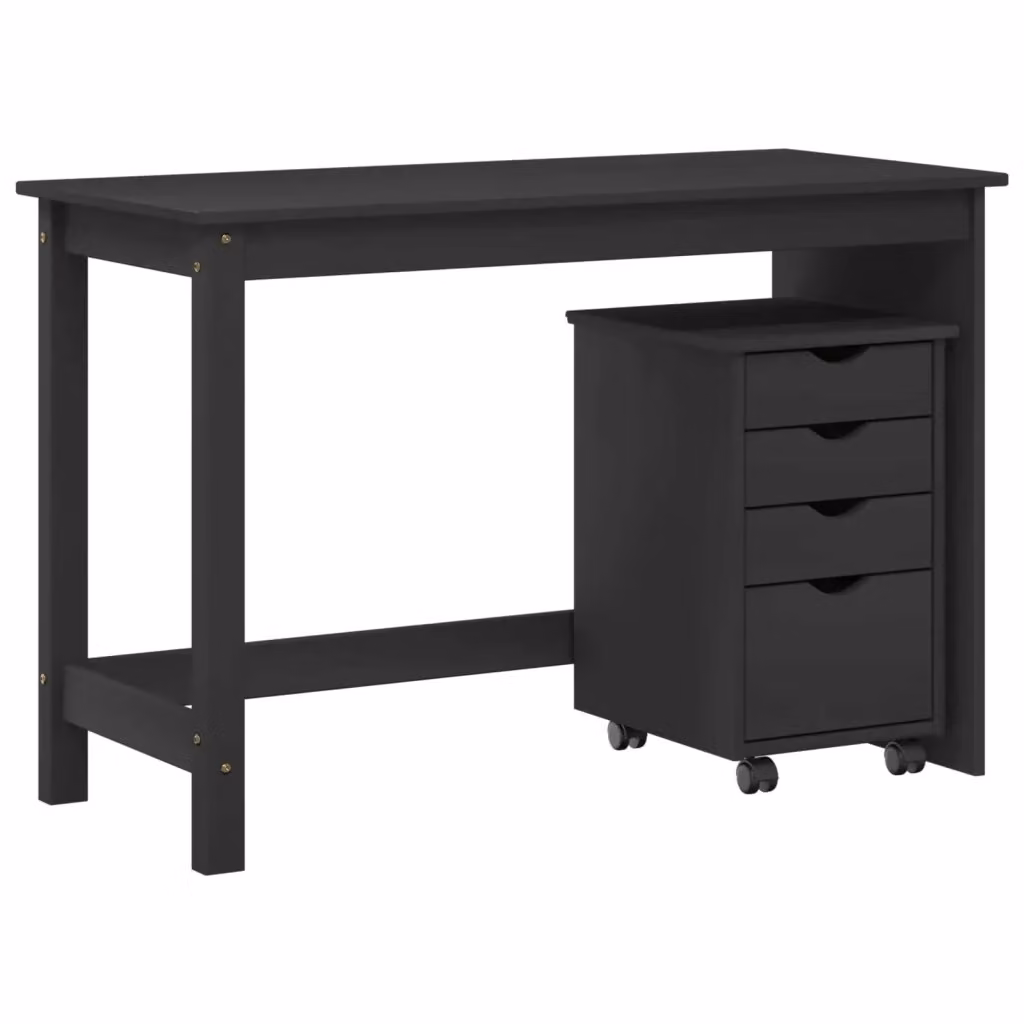 Set di Scrivania e Armadietto con Cassettiere vidaXL in Legno di Pino Grigio Opaco L/P/H: 112 x 75 x 50 cm – 2