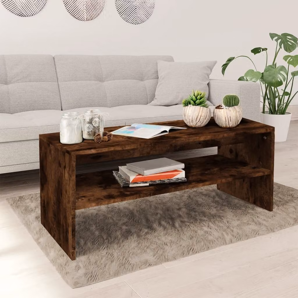 Maison Exclusive - Tavolino in rovere affumicato 100x40x40 cm Materiale ligneo