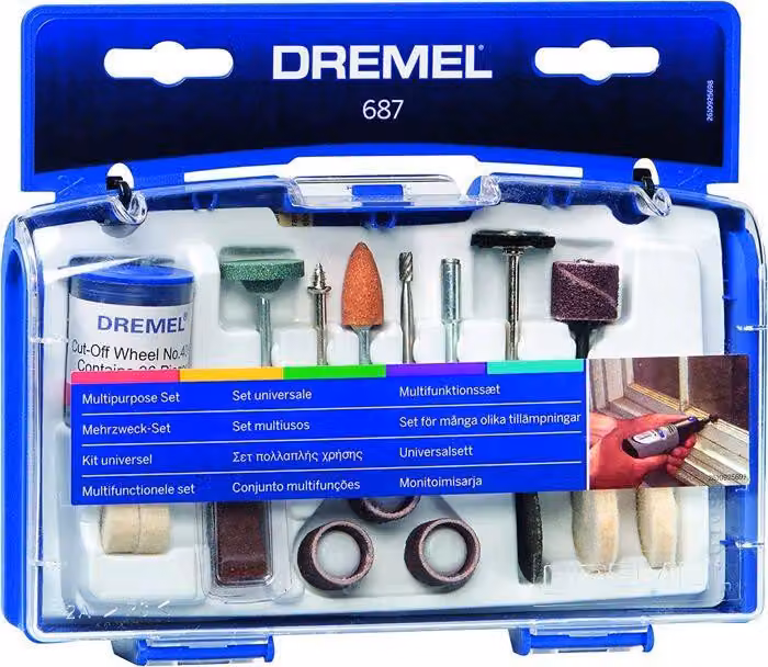Set di accessori DREMEL per lavori generici, 52 pezzi, inclusi frese per incisione, mole abrasive, spazzola in acciaio, dischi lucidanti