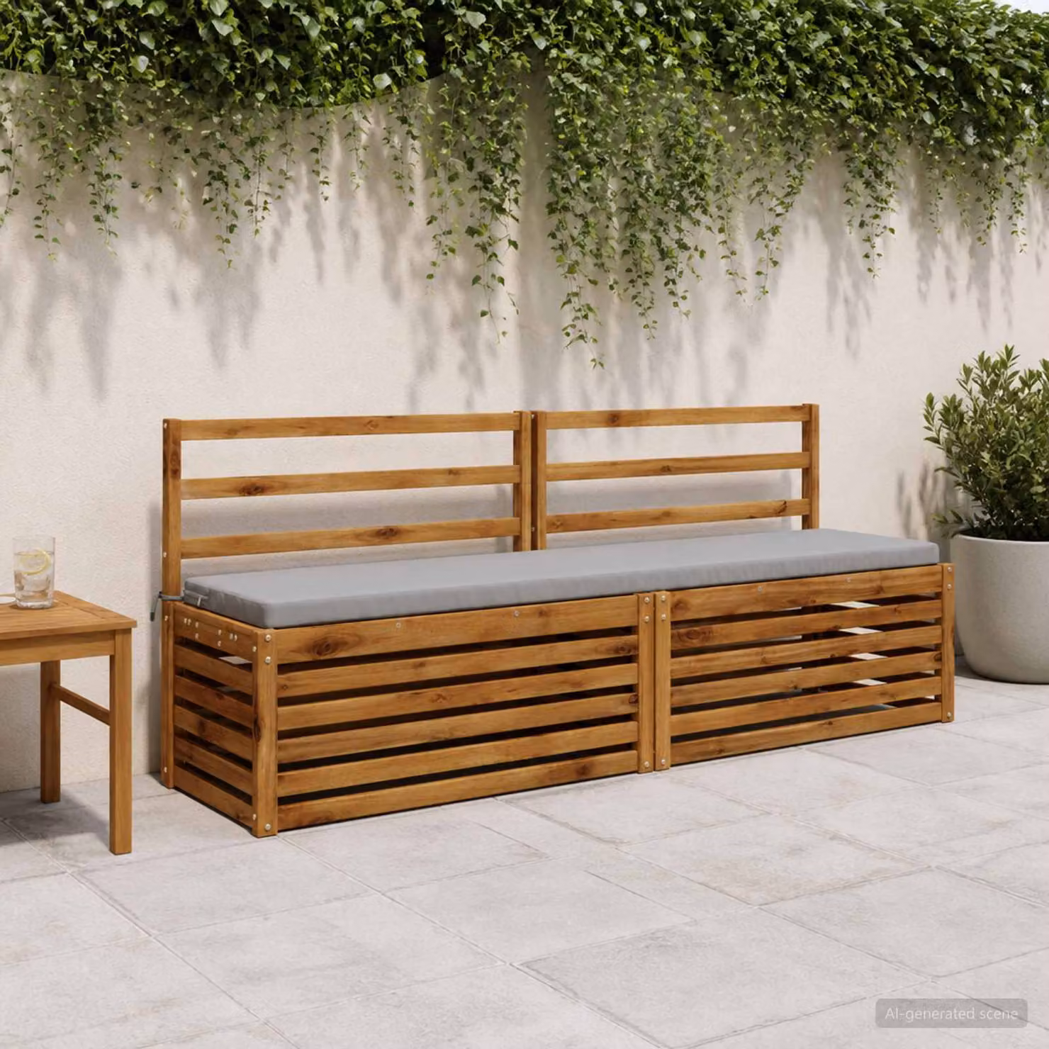 Cuscino per panchina vidaXL SOEST rettangolare in poliestere grigio con rivestimento rimovibile e resistenza ai raggi UV