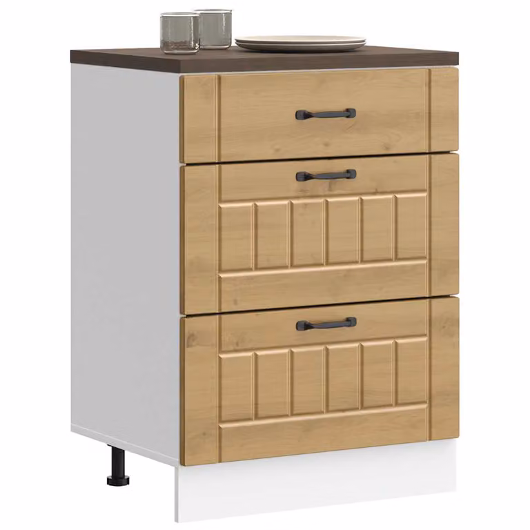 Base da cucina moderna vidaXL Lucca in legno multistrato e MDF, colore marrone, L: 60,0 cm, P: 46,0 cm, H: 81,5 cm