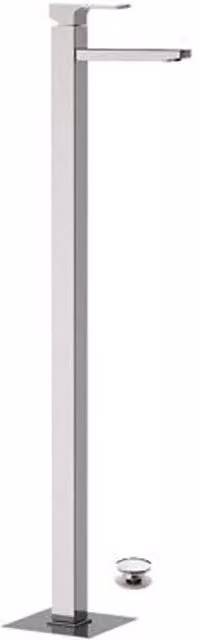 Miscelatore per lavabo da terra Remer in ottone color argento con scarico pop-up, H: 103 cm