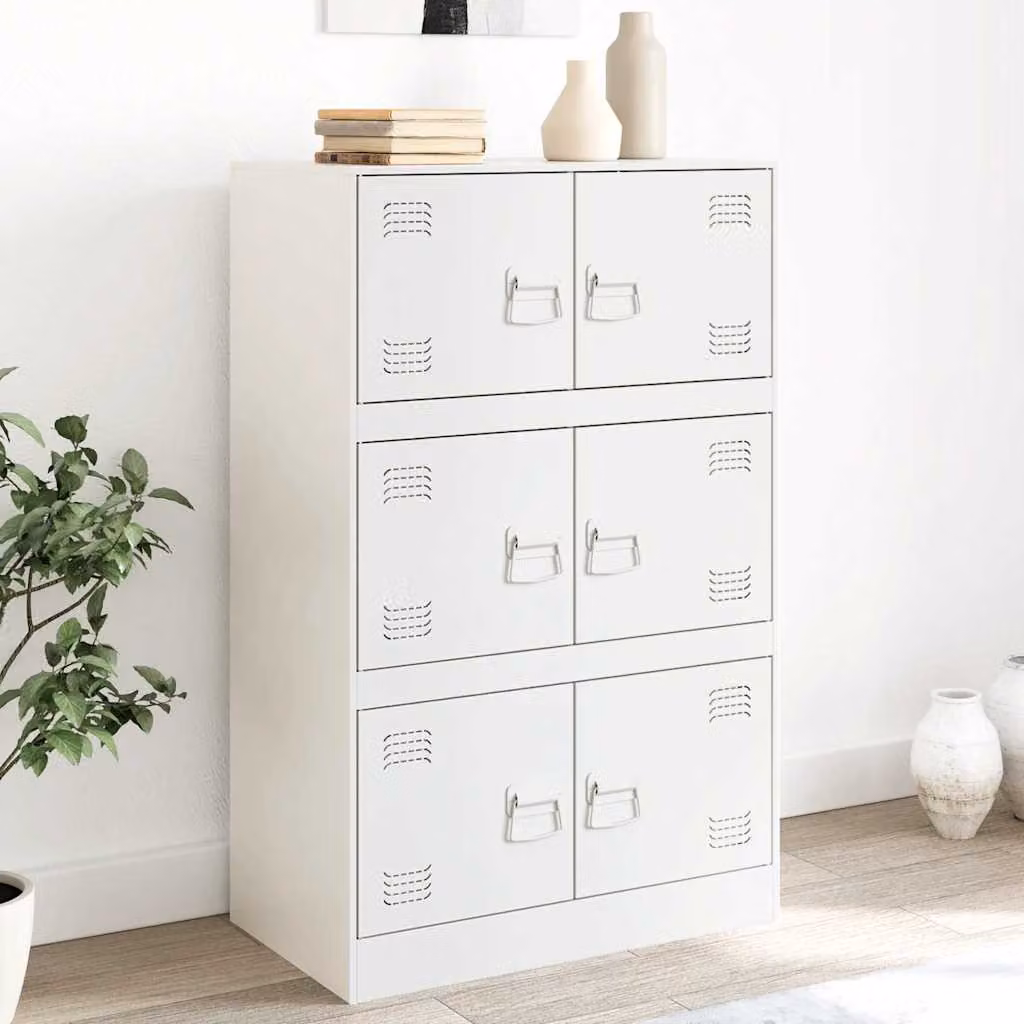 vidaXL Credenza Moderna in Metallo Bianca L: 67 cm, P: 39 cm, H: 107 cm