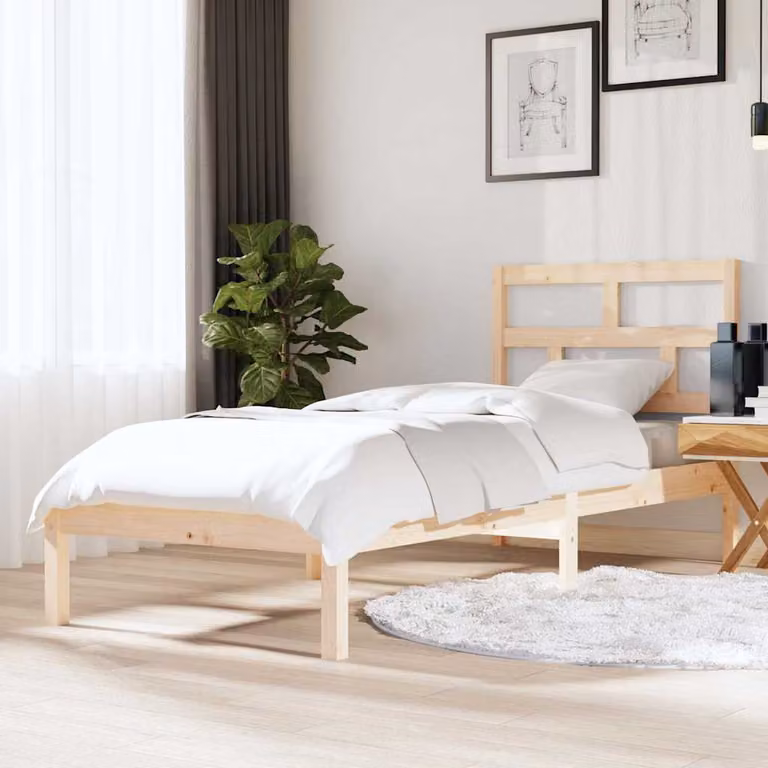 vidaXL Giroletto Single in Legno di Pino Massello con Doghe Fisse L/P/H: 195,5 x 81,0 x 76,7 cm