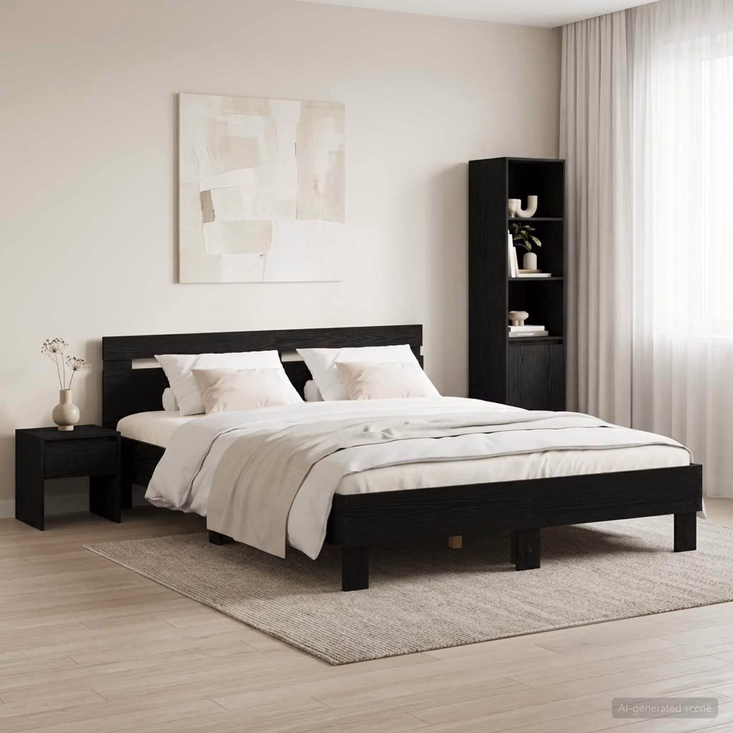 Struttura del letto moderna vidaXL in legno nero L 120 x P 200 cm