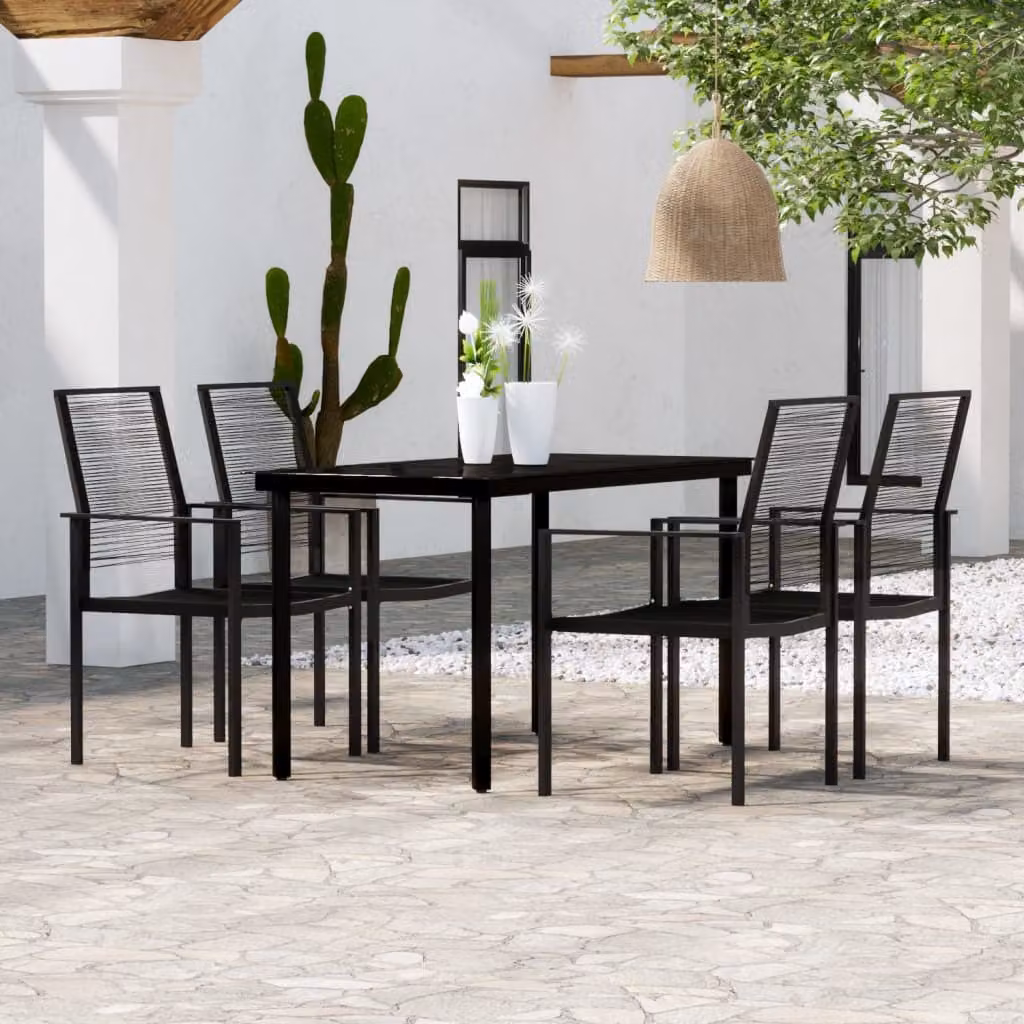 Maison Exclusive - Set da pranzo da giardino 5 pezzi nero
