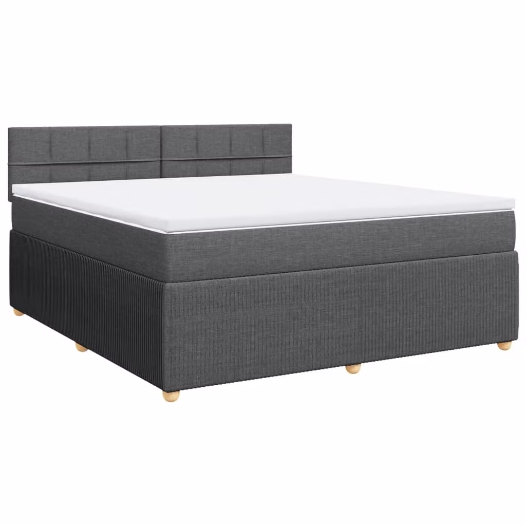 Giroletto a Molle con Materasso Grigio Scuro 180x200 cm Tessuto