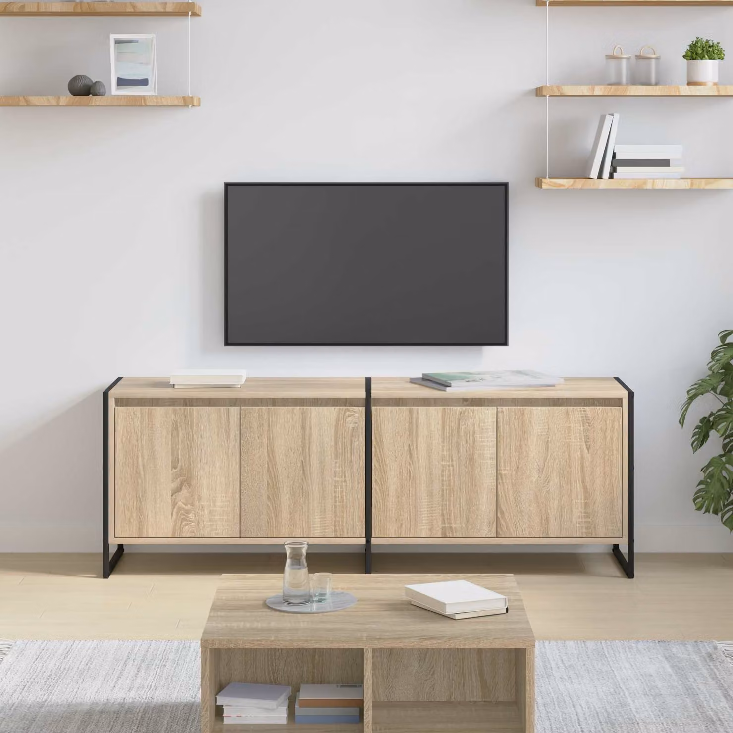 Mobile TV vidaXL in stile industriale, colore marrone, L 140 x P 36 x H 49.5 cm