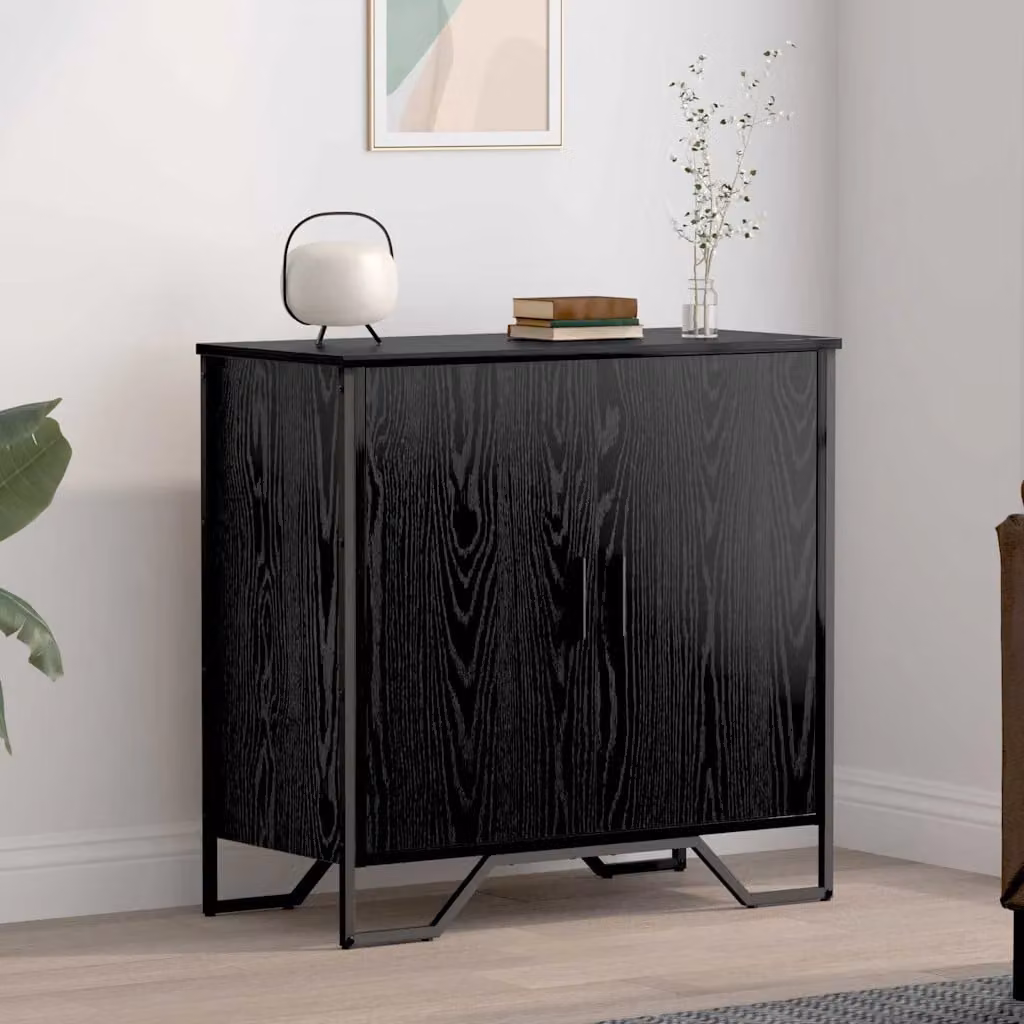 Credenza moderna vidaXL in rovere e nero, L: 78 cm, P: 35 cm, H: 74.5 cm