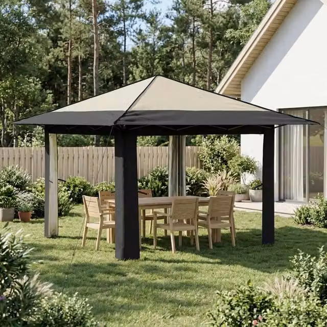 Gazebo senza Parete 3,3 x 3,3 m Crema e Antracite 42036811