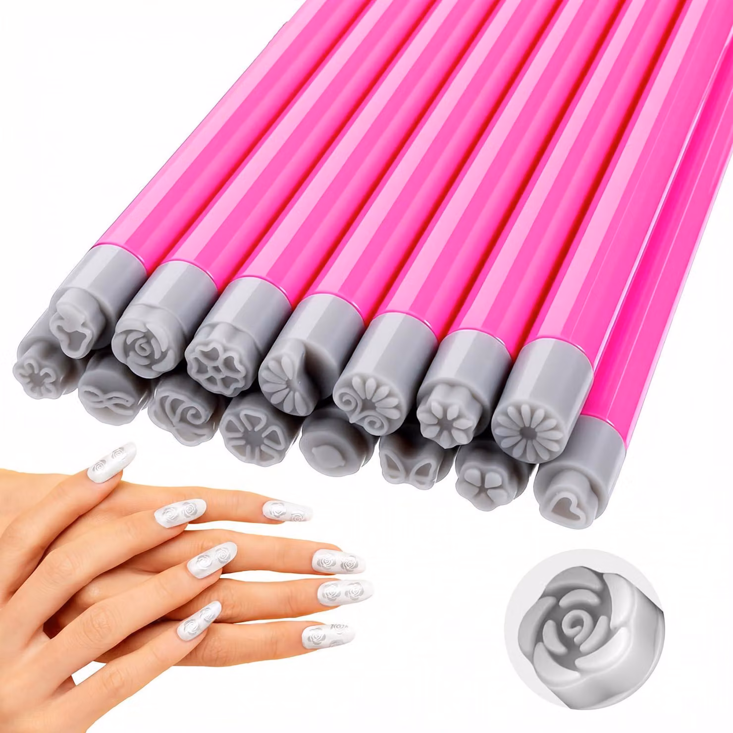 Set di pennelli per smalto - 15 pezzi per nail art 3D creativa - 4969QHIU3319