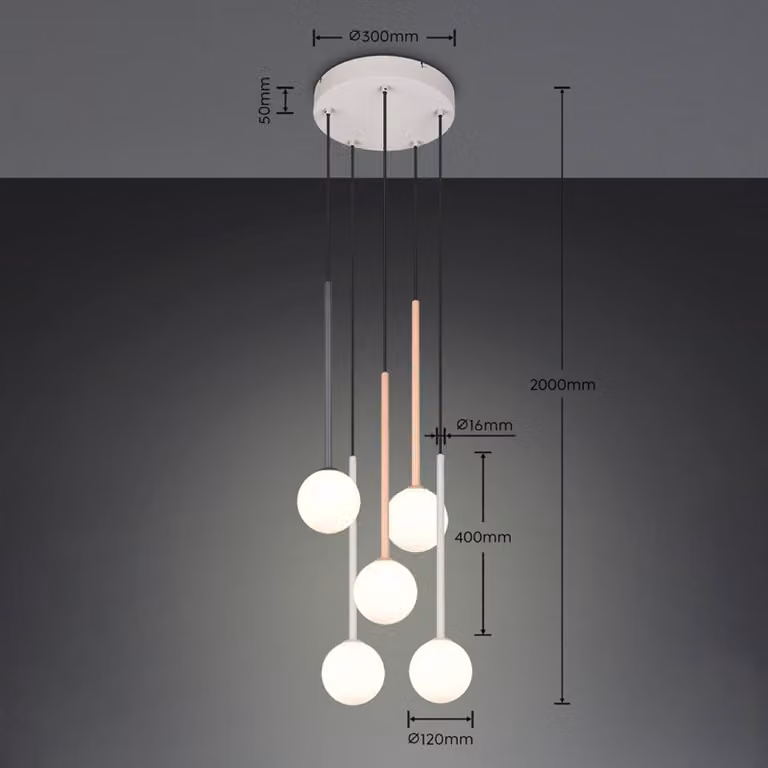 Trio Lighting Lampada a sospensione Firano, Multicolore, Soggiorno / Sala da pranzo, Metallo, Moderno, Lampada a sospensione