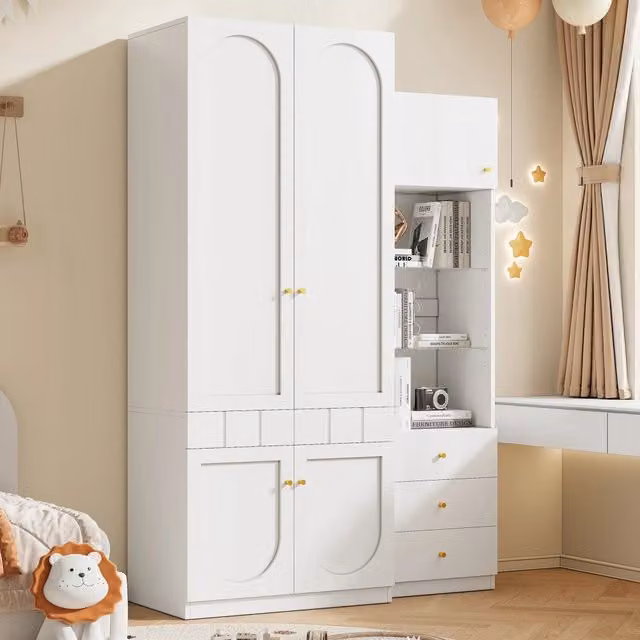 Set Armadio 2 Ante e Vetrina ¨C MINIMAL ¨C Bianco, 80x50x200 cm