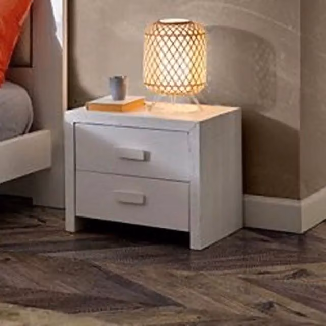 Comodino Sira KIVIO in legno massiccio di abete laccato bianco