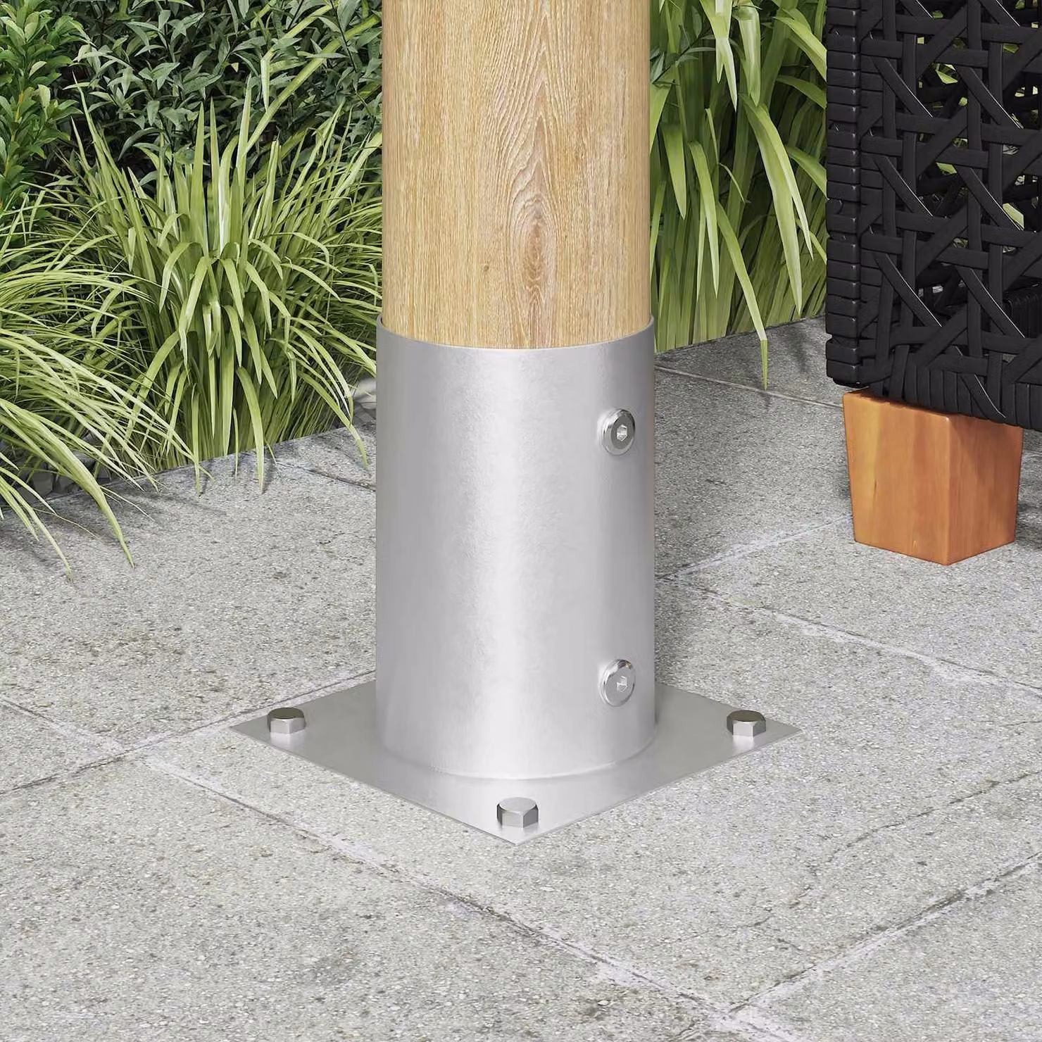 Set di 12 ancore rotonde per terreno vidaXL in metallo argento, L/P/H: 15 x 15 x 15 cm