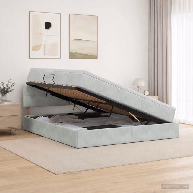 Letto con Contenitore Grigio Chiaro 140 x 200 cm Velluto 3458811