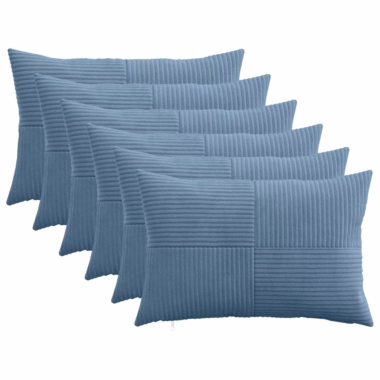Set di 6 federe vidaXL ALMELO blu in velluto a coste, L 60 cm x P 40 cm