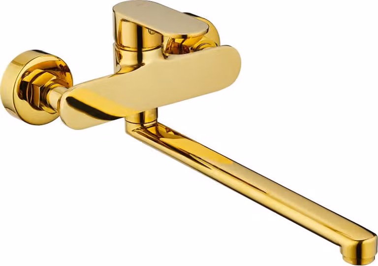 Mexen Milo rubinetto da bagno beccuccio lungo, oro - 71335-50