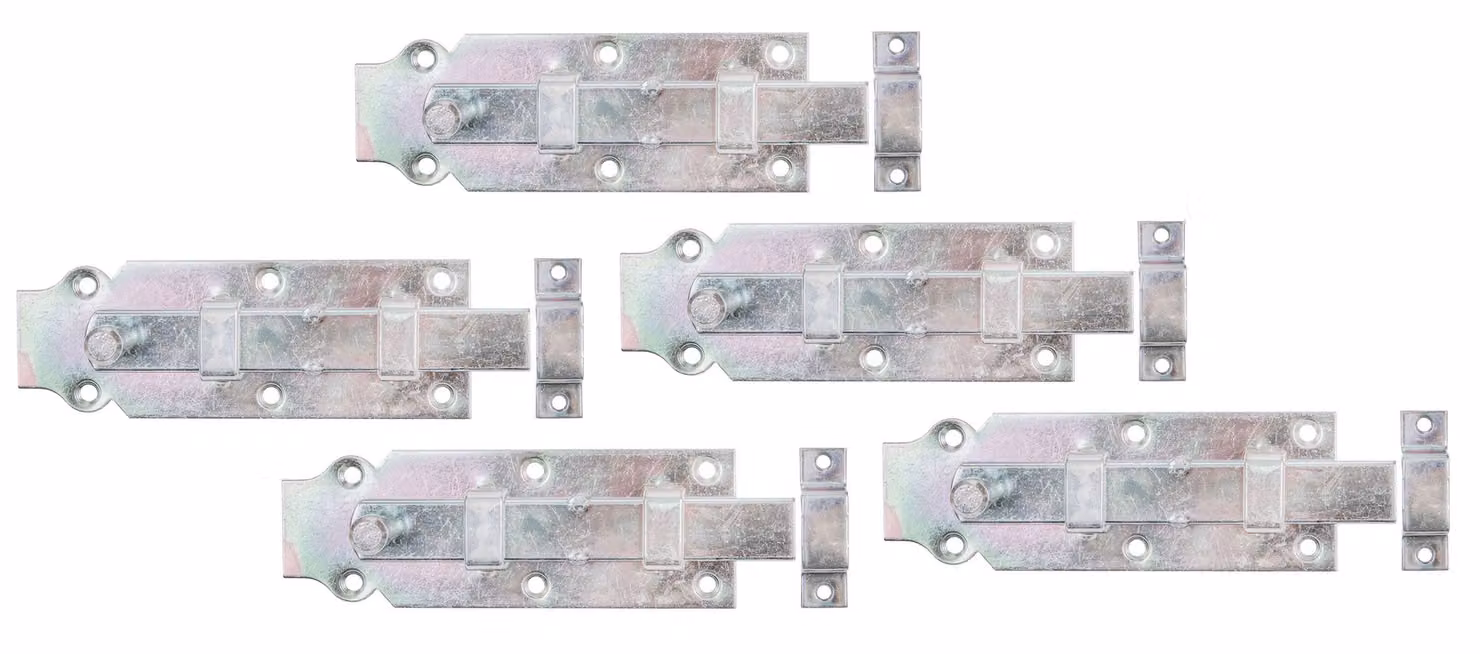 Alberts 840600 Catenaccio per porta, diritto, con maniglia a pomolo e anello fisso, zincato, passivato a film spesso, piastra 160 x 56 mm, set da 5