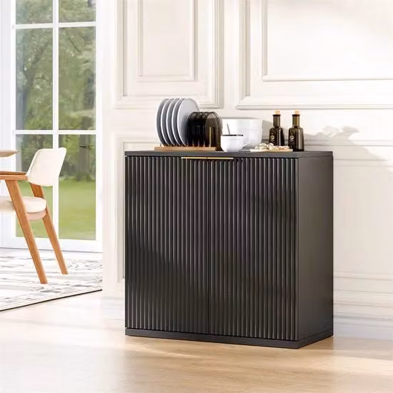 Armadio - Nero - 60x30x70 cm - 3 Porte - 2 Porte Scorrevoli