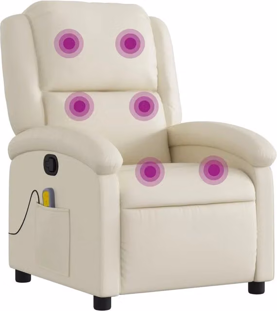 Poltrona da Massaggiante | Sedia Relax Reclinabile Crema Similpelle