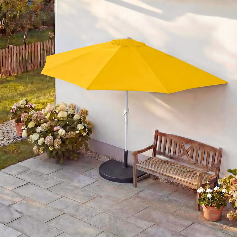 Ombrellone Parla, ombrellone da balcone, poliestere/alluminio UV 50+ 3kg ~ 270cm giallo con supporto