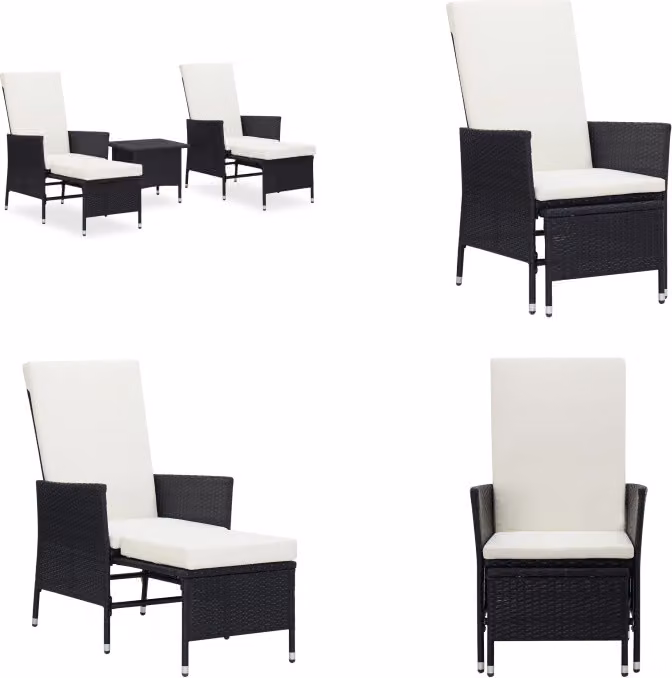 vidaXL Set salotto da giardino 3 pezzi con cuscini in poly rattan nero - Set salotto da giardino - Set salotto da giardino - Mobili da giardino - Set mobili da giardino