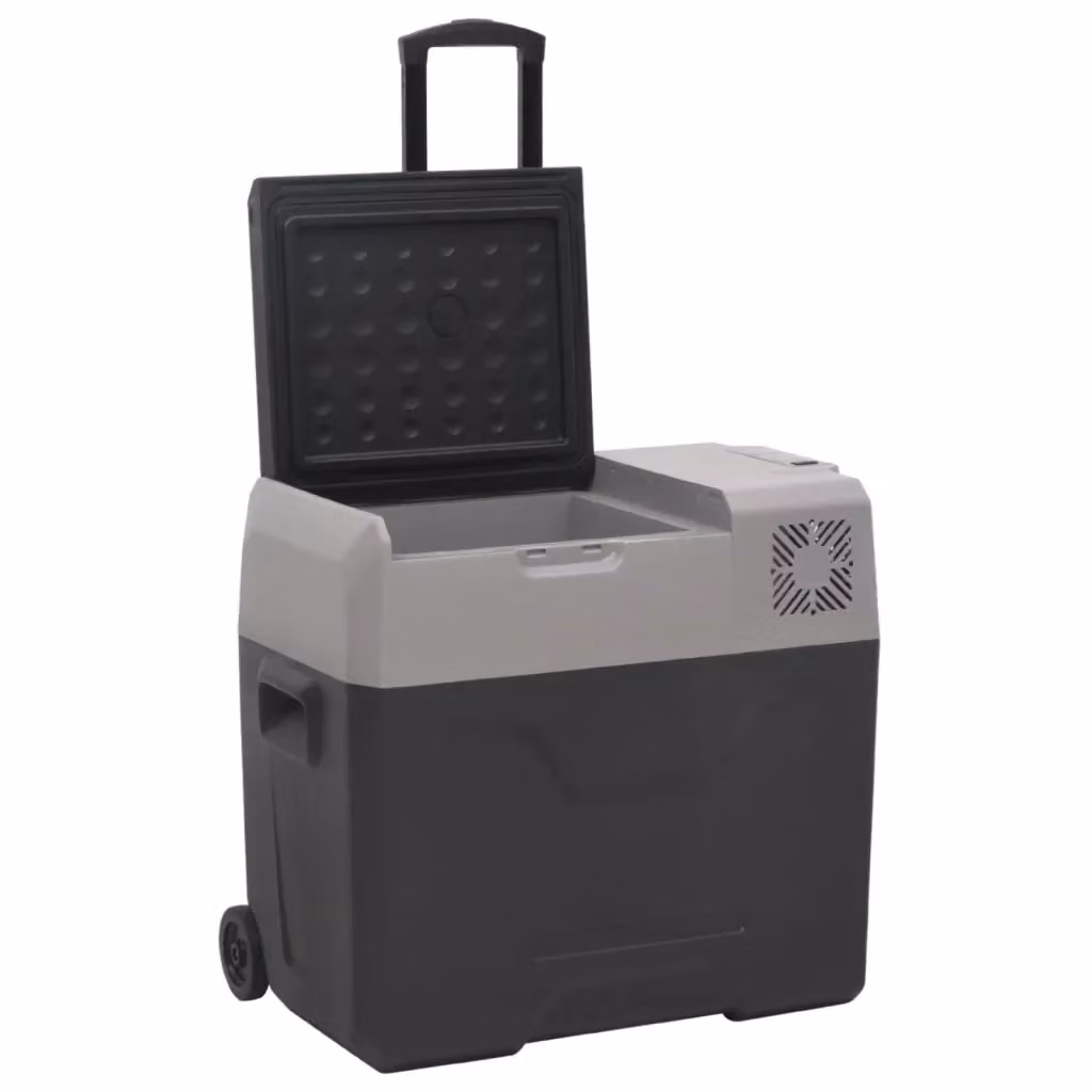 Borsa Frigo con Ruote vidaXL Nera e Grigia da 40 L in Plastica – 2