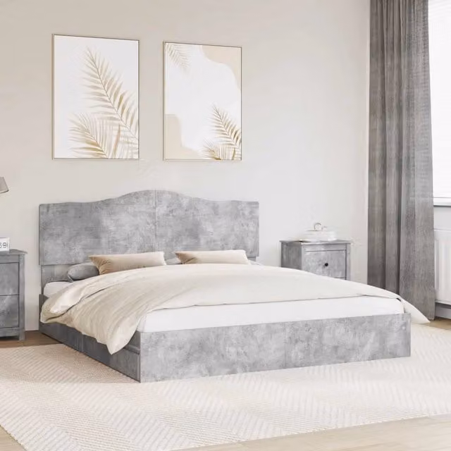 Letto con Contenitore con cassetto Grigio cemento 200 x 200 cm 3413474