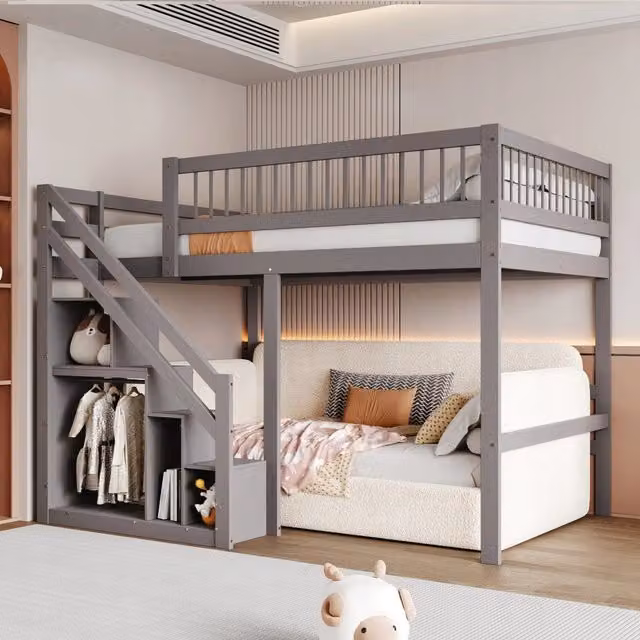 Letto in legno 140x200 - Xylo - Grigio senza materasso
