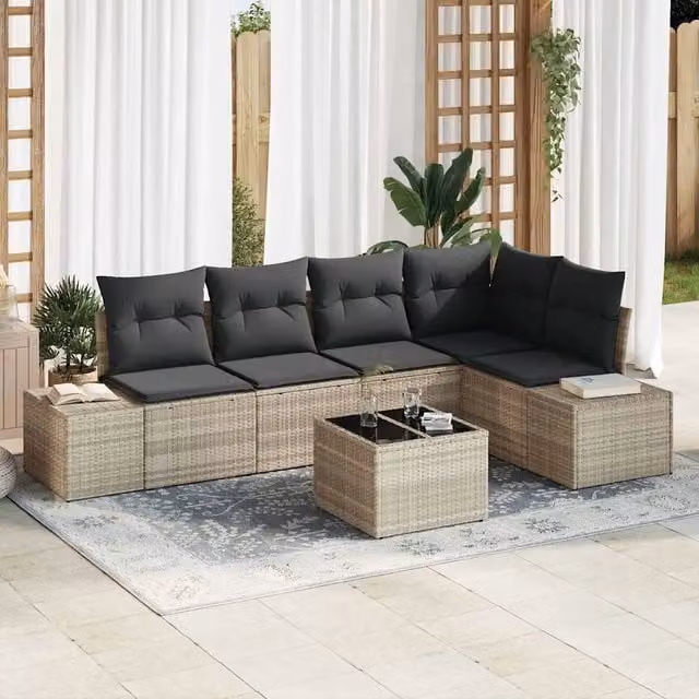 Set Divano da Giardino Grigio chiaro polyrattan 3355741