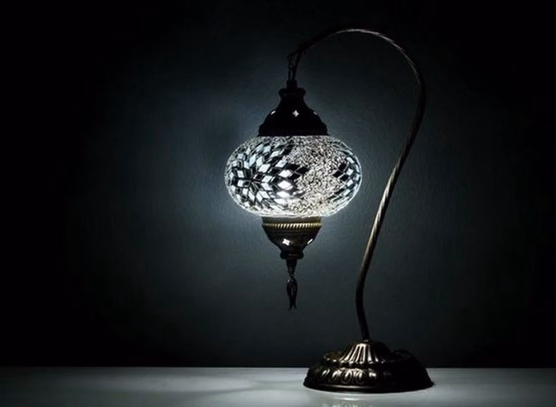 Lampada da tavolo Mozaïek - Lampada orientale realizzata a mano - Lampada turca - Altezza 42 cm - Ø 19 cm - LED E14 incluso