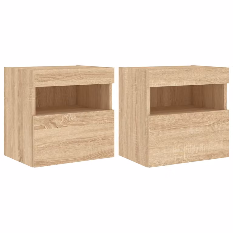 Mobili TV a Parete con Luci LED 2pz Rovere Sonoma 40x30x40 cm