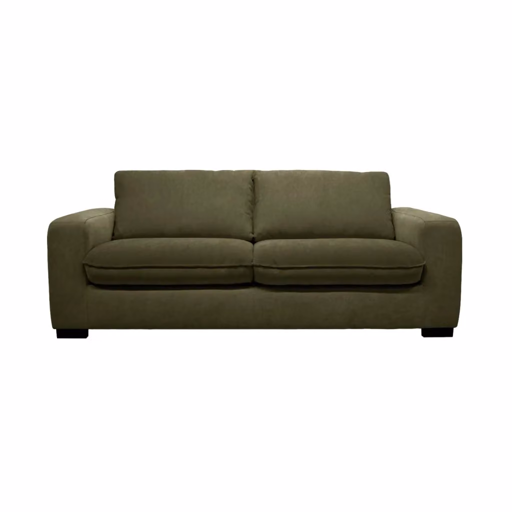 Divano letto a 3 posti Sweeek in ciniglia verde kaki con struttura in legno e materasso 140x200 cm – 2