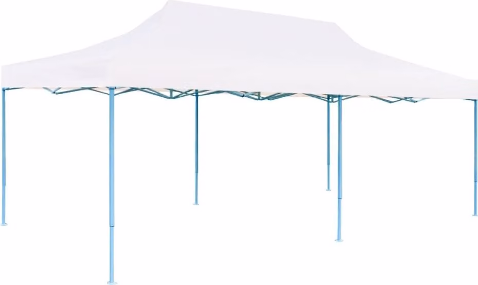 Tenda Pieghevole Pop-Up con Pareti Laterali 3x6m Acciaio Bianco