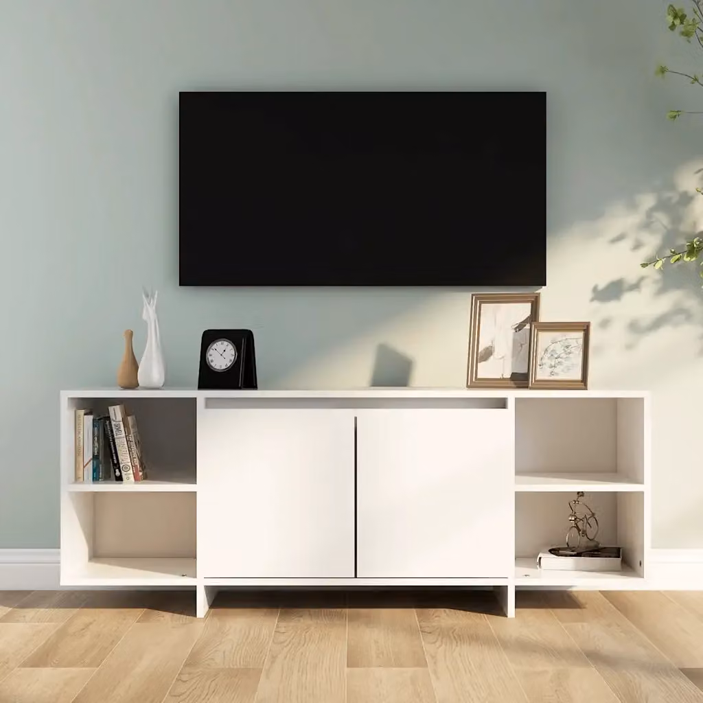 Mobile TV moderno Design In bianco in MDF per soggiorno L: 130 cm, P: 35 cm, H: 50 cm – 2