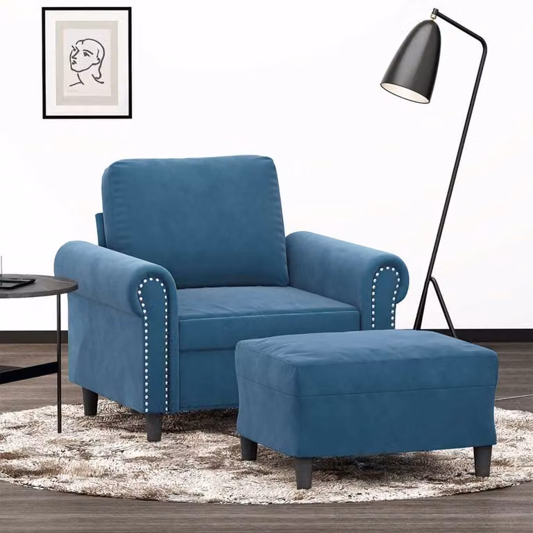 Maison Exclusive - Poltrona con poggiapiedi blu, 60 cm, in velluto