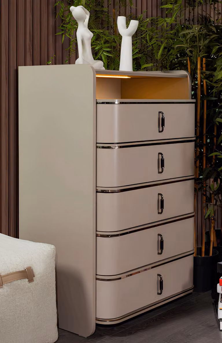 Elegante Beige Wohnzimmer Kommode Designer Anrichte Edle Holzmöbel