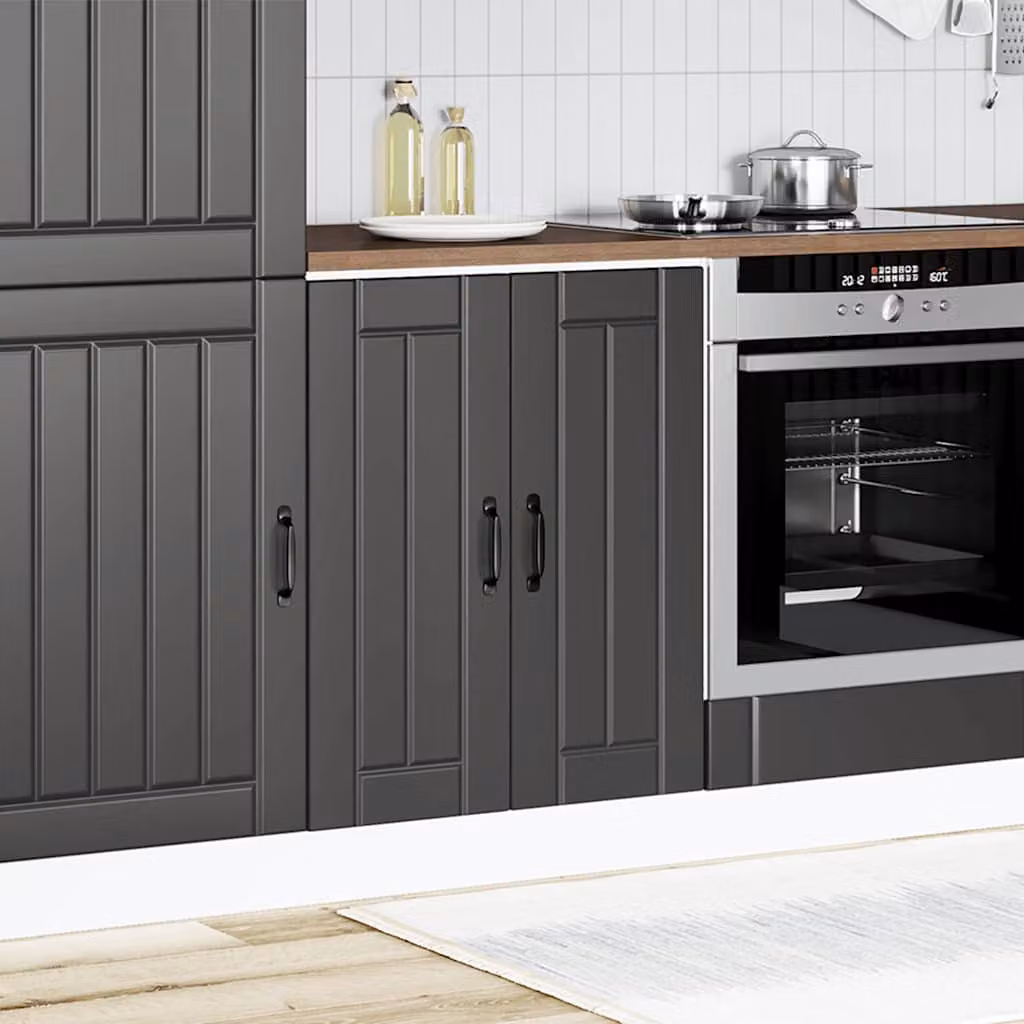 vidaXL Mobile Base Lavello Lucca Nero in Legno Multistrato