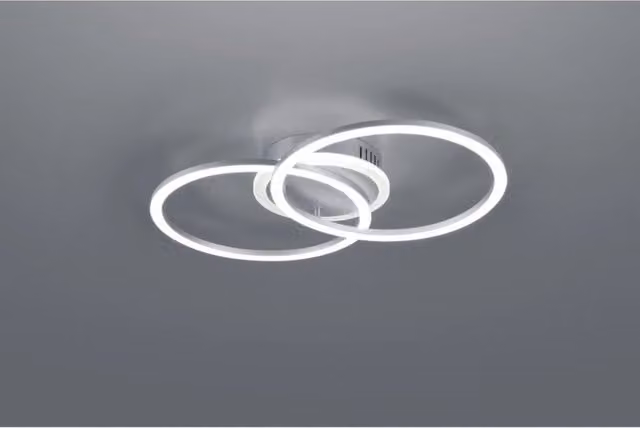 Plafoniera Venida Trio Leuchten in alluminio con doppio cerchio LED dimmerabile, colore bianco, L: 50 cm