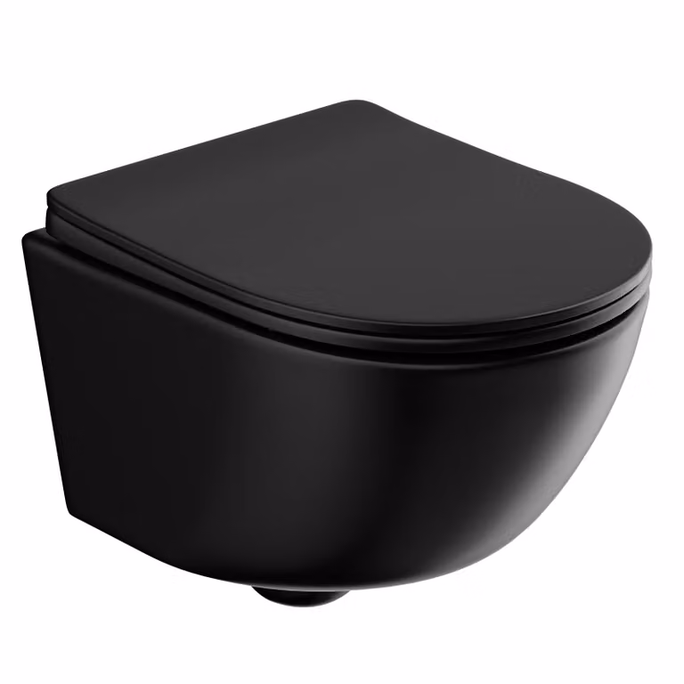 WC sospeso con doppio foro e scarico a controcorrente - nero opaco