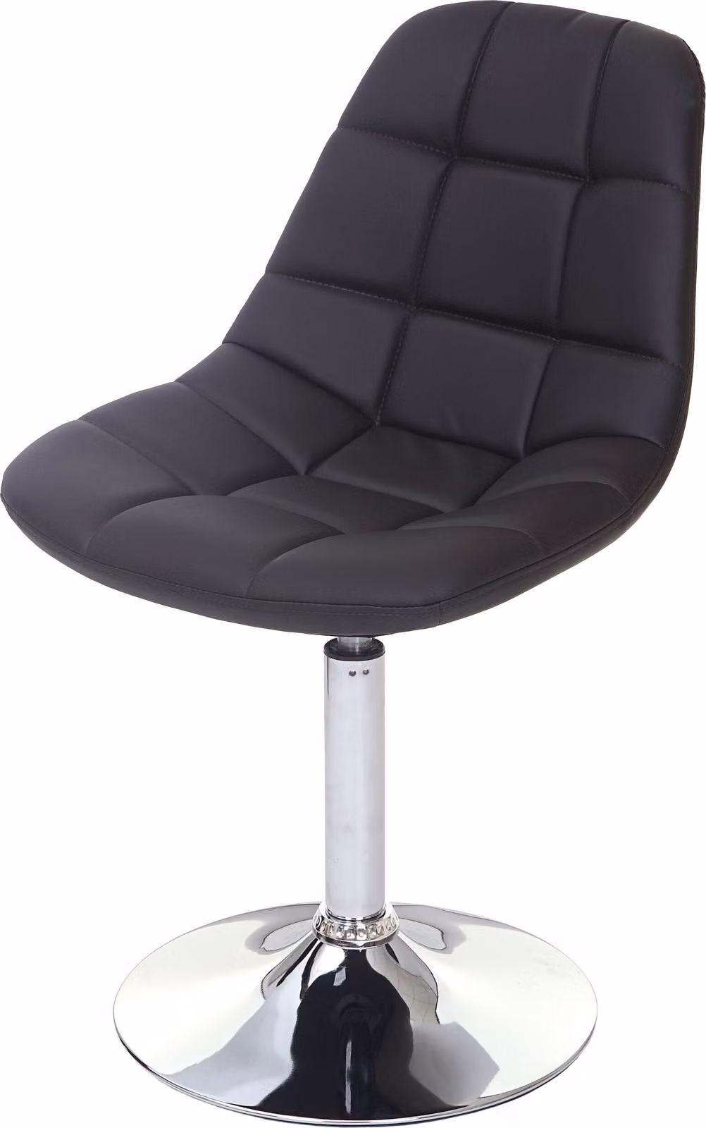 Sedia da sala da pranzo HWC-A60, sedia girevole, design retrò anni '50 ~ ecopelle marrone, base cromata