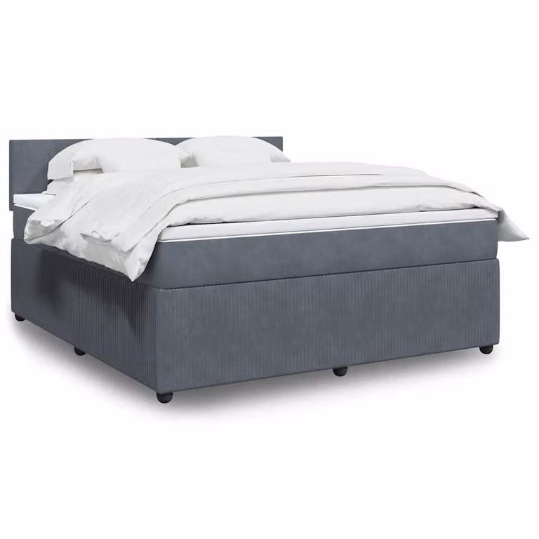 vidaXL Giroletto a Molle con Materasso Ibrido in Velluto Grigio, L/P/H: 180 x 200 cm