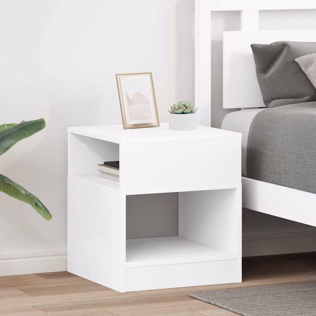 Set di 2 tavolini moderni vidaXL in legno ingegnerizzato bianco, L/P/H: 40,5 x 40 x 45 cm
