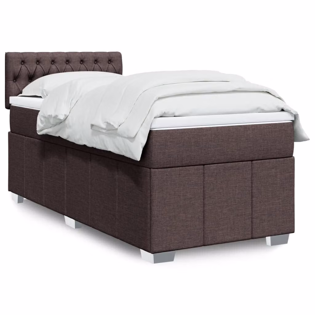 vidaXL Letto Ibrido con Materasso a Molle Insacchettate Marrone e Bianco L/P/H: 90 x 200 x 100,5 cm